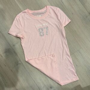 Pink Short Sleeve Graphic Tee with Sparkle '18'